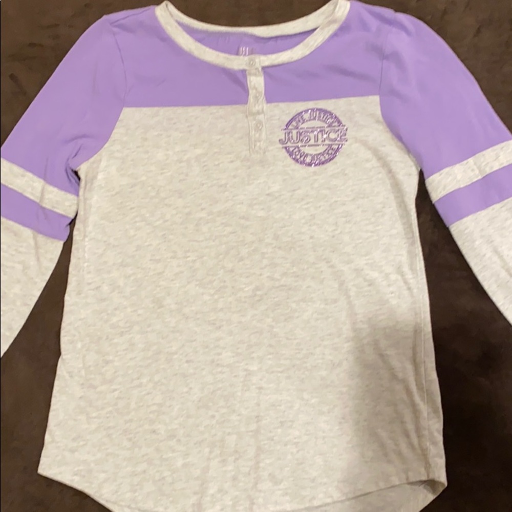 Purple and gray justice long sleeve shirt